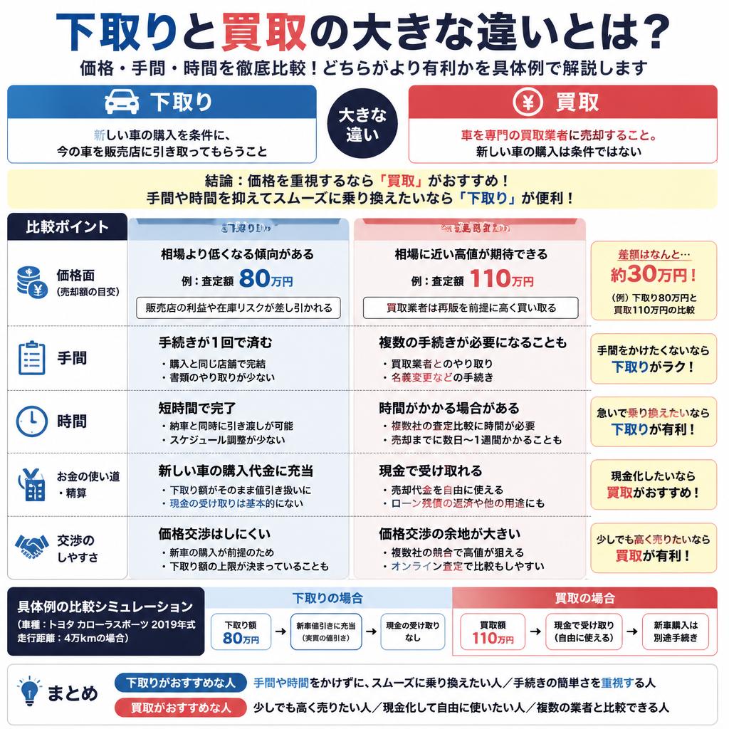3. 下取りと買取の違いを比較!
